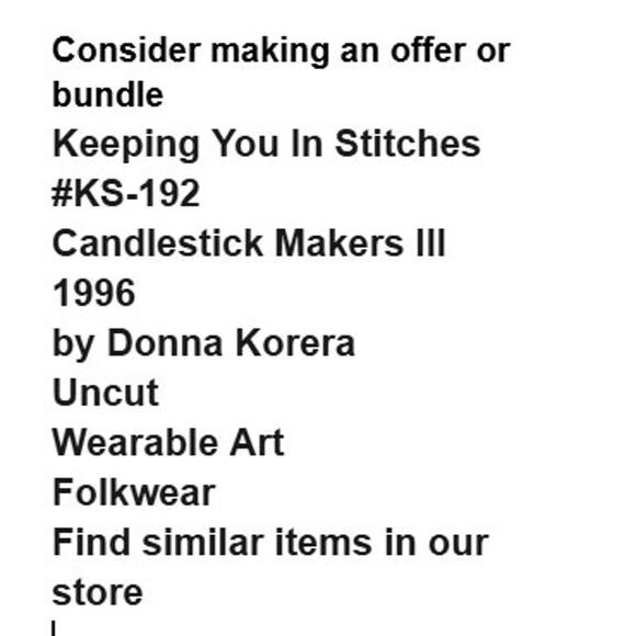 Keeping You In Stitches KS192 Pattern Candlestick Makers III Uncut Vintage - Picture 3 of 6